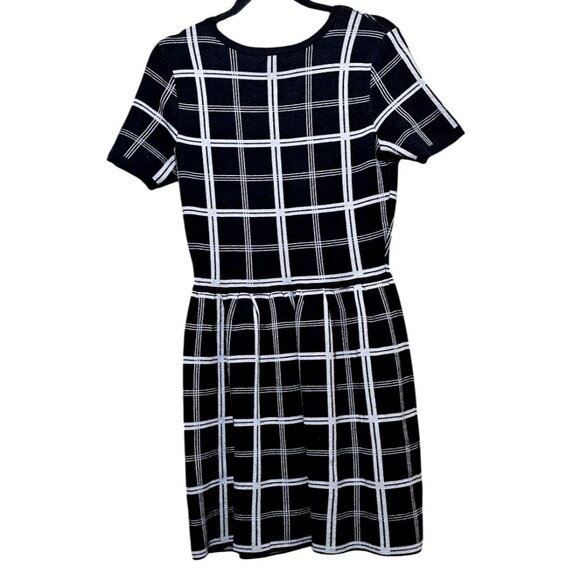 Romeo + Juliet Couture Womens Black & White Plaid Short Sleeve Knit Dress Size L - Picture 2 of 9